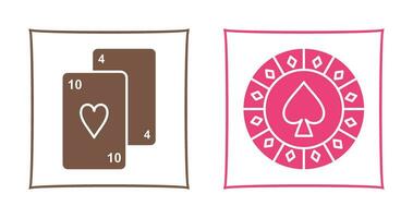 playing cards and spade chips Icon vector