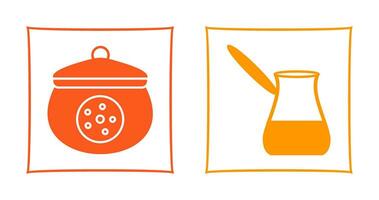 cookie jar and cezve Icon vector