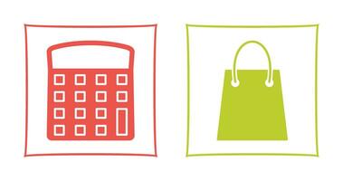 calculator and shopping bag Icon vector