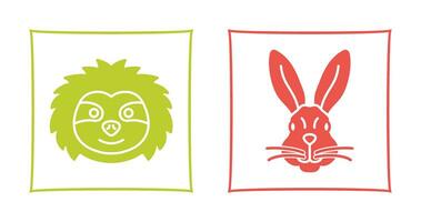 Sloth and Rabbit Icon vector