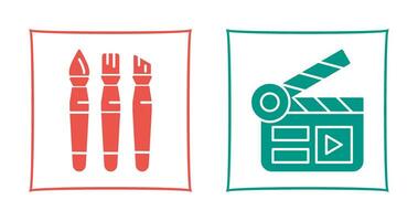 Brushes and Clapper Board Icon vector