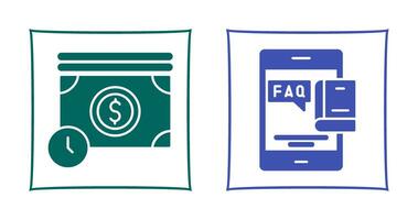 Time is Mony and Faq Icon vector