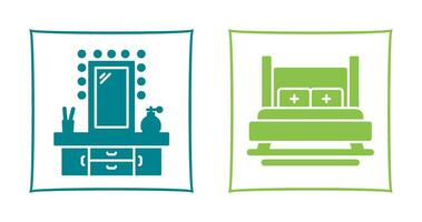 Dressing Table and Bed Icon vector