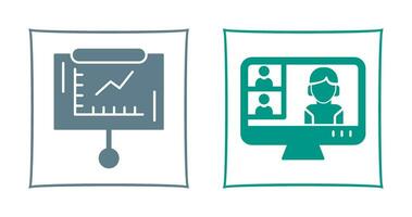 Line Graph and Conference video Call Icon vector