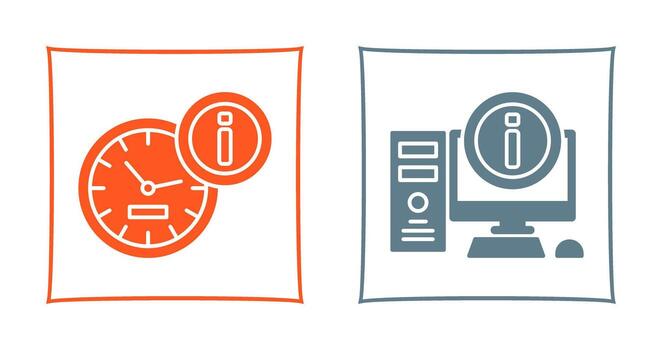 clock and computer Icon vector