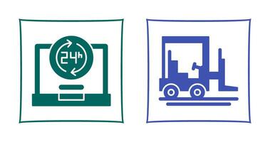 24 hours and forklift Icon vector