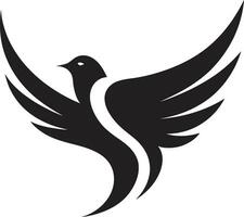Black Dove Vector Logo with Wings Spread A Symbol of Freedom and Flight Black Dove Vector Logo with Olive Branch A Symbol of Peace and Harmony