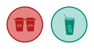 two coffees and Iced Coffee Icon vector