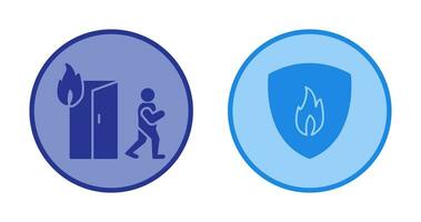 running from fire and fire shield  Icon vector