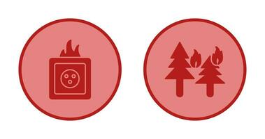 fire in forest and fire in socket Icon vector