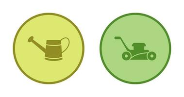 Watering tool and Lawn Mower Icon vector