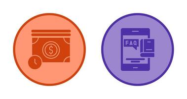 Time is Mony and Faq Icon vector
