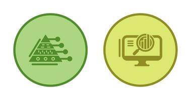 Pyramid Graph and Search Icon vector