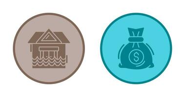 Natural Disaster and Money Bag Icon vector