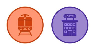 Tram and Hostel Icon vector