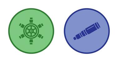 Ship Wheel and Binocular Icon vector