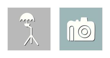 umbrella stand and dslr camera Icon vector