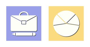briefcase and pie chart analysis Icon vector