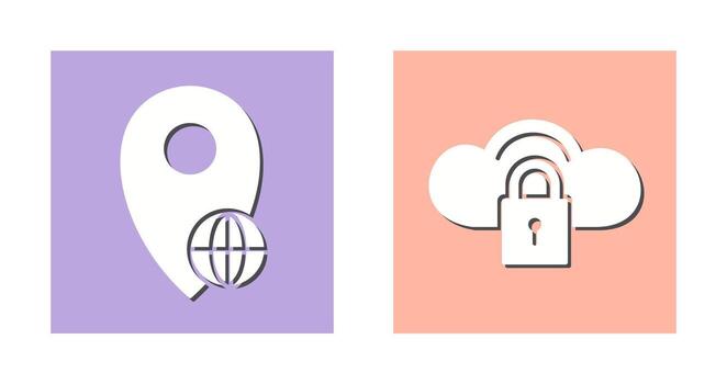 global location and secure cloud  Icon vector