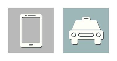 célula teléfono y taxi icono vector