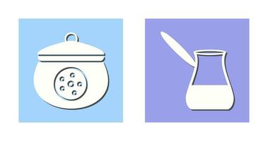 cookie jar and cezve Icon vector