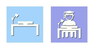 study desk and studying on desk  Icon vector