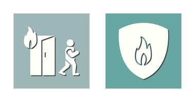 running from fire and fire shield  Icon vector