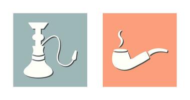 hookah and lit smoking pipe  Icon vector