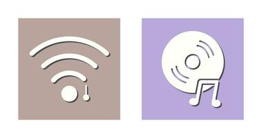 Wifi firmar y música discos compactos icono vector