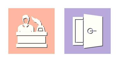 magistrado y puerta icono vector