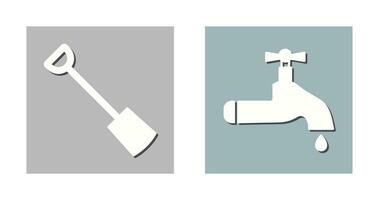 Hand Shovel and Water Tap Icon vector