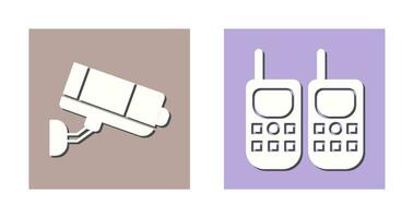 CCTV Camera and Walkie Talkie Icon vector