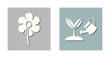 pequeño flores y creciente planta icono vector