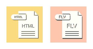 html y flv icono vector