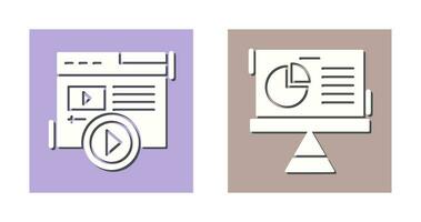 Video Content and Pie Chart Icon vector