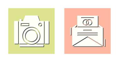 Photo Camera and Invitation Card Icon vector