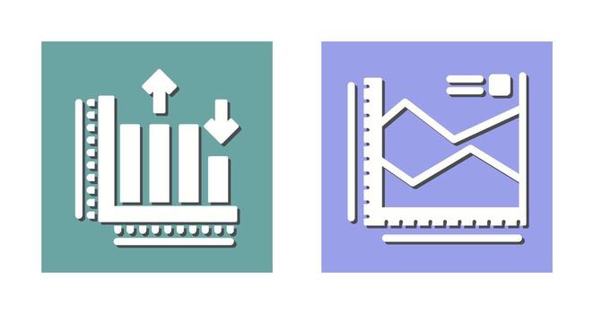 Spline Chart and Bar Graph Icon vector