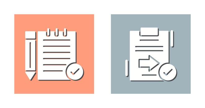 cheque notas y enviar icono vector