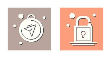 Compass and Open Lock Icon vector