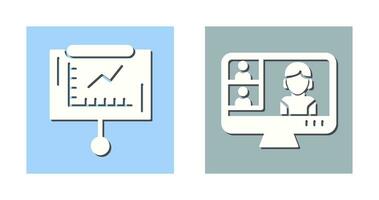 Line Graph and Conference video Call Icon vector