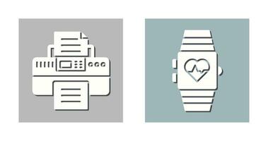 reloj inteligente y impresora icono vector