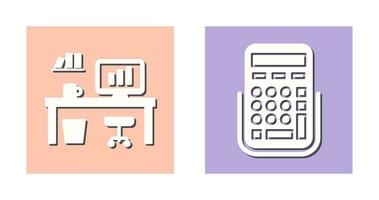 Office Desk and Calculator Icon vector