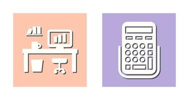 oficina escritorio y calculadora icono vector