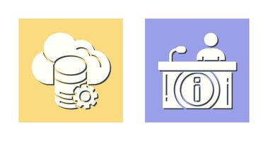 cloud data and information desk Icon vector