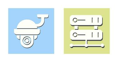 Security Camera and Server Icon vector