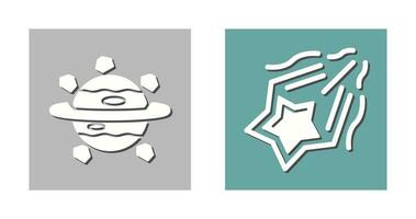 saturn and shooting star Icon vector