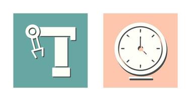 Robotic Arm and Clock Icon vector