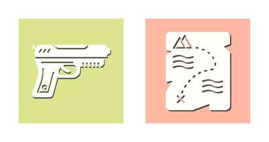 pistola y tesoro icono vector