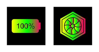 full battery and hexagonal diaphram Icon vector