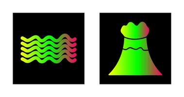 magnetic waves and volcano Icon vector